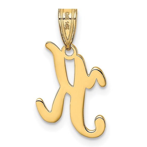 14k Yellow Gold, Mimi Collection, Small Script Initial K Pendant - Picture 3 of 5